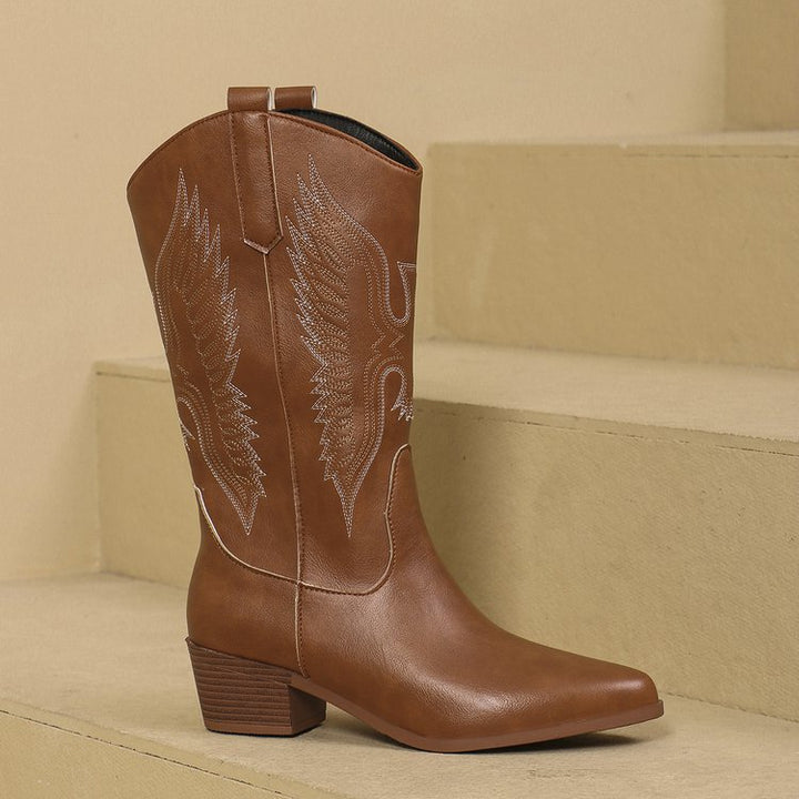 Damen Western-Stiefel mit spitzer Zehenpartie und mittelhohem Blockabsatz Echo Archiv