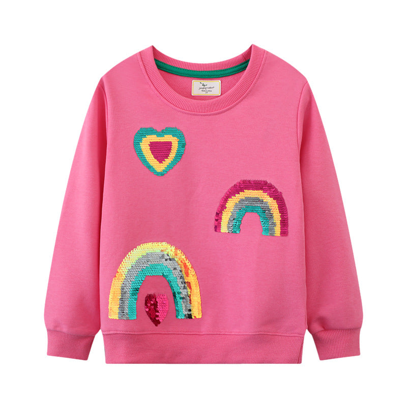 Mädchen Sweatshirt mit glitzernden Regenbogenapplikationen Echo Archiv