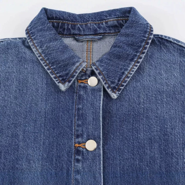 Damen Kurzer Boxy-Jeansblouson mit oversized Manschetten und aufgesetzten Taschen Echo Archiv