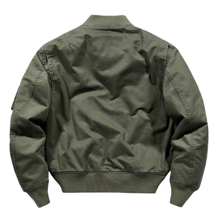 Herren Kurz geschnittene Canvas‑Bomberjacke im Utility‑Look mit schrägen Pattentaschen und Ärmel‑Organizer – Brevano