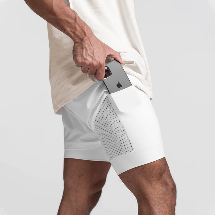 Herren Sportliche kurze Trainingsshorts mit praktischen Reißverschlusstaschen Echoarchiv