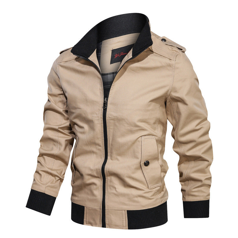 Herren nan leichte Canvas-Urbanjacke im Bomberstil mit hochschließendem Rippenkragen und verdecktem Zwei-Wege-Reißverschluss Echo Archiv