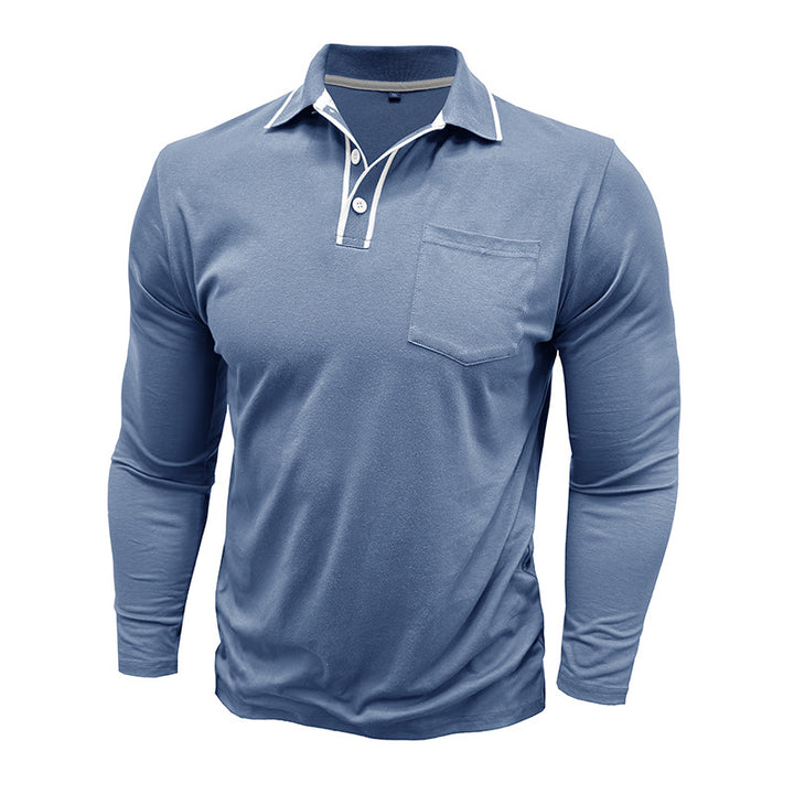 Herren Polo-Hemd mit kontrastierender Knopfleiste und Brusttasche Echoarchiv