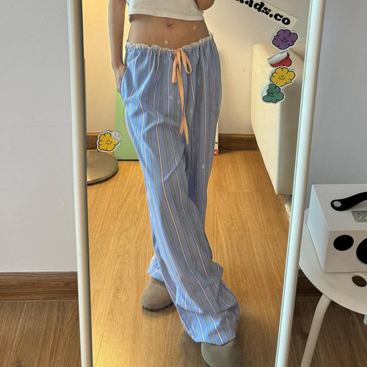 Damen lässige und bequeme Schlafhose mit hohe Taille und Kordelzug Echo Archiv