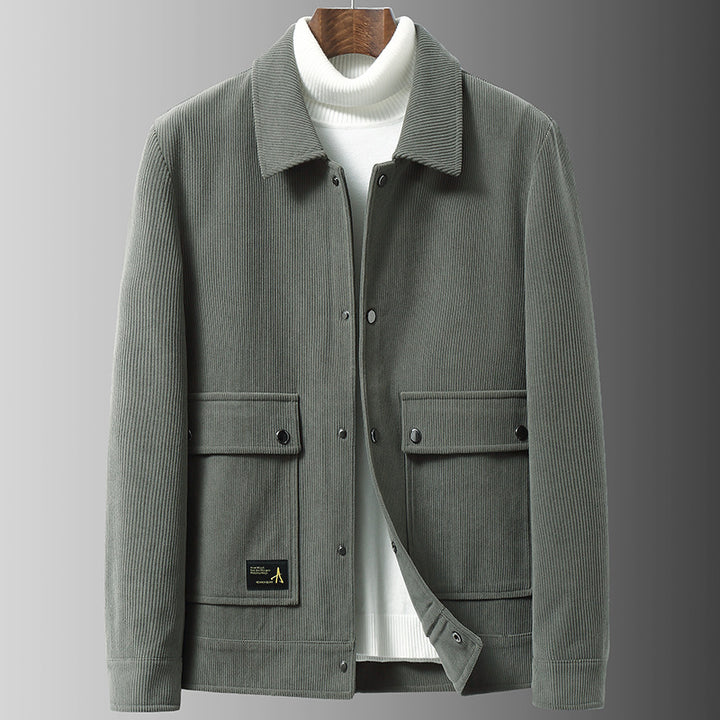 Herren Cordjacke mit Utility-Taschen und Druckknopfverschluss Echoarchiv