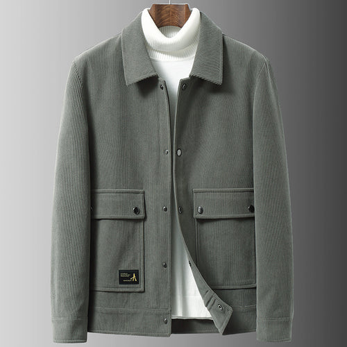 Herren Cordjacke mit Utility-Taschen und Druckknopfverschluss Echoarchiv