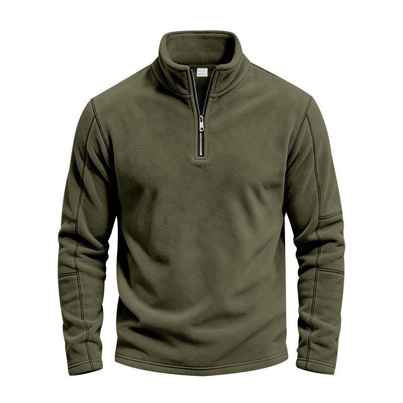 Herren Fleece-Pullover mit kurzem Reißverschluss und Stehkragen Echoarchiv