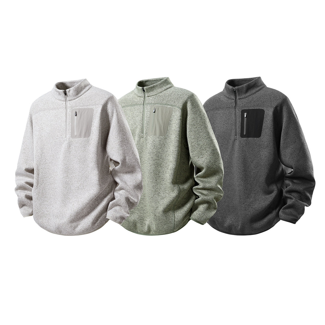 Herren Halbzip-Fleecepullover mit Brustreißverschlusstasche und Stehkragen Echo Archiv