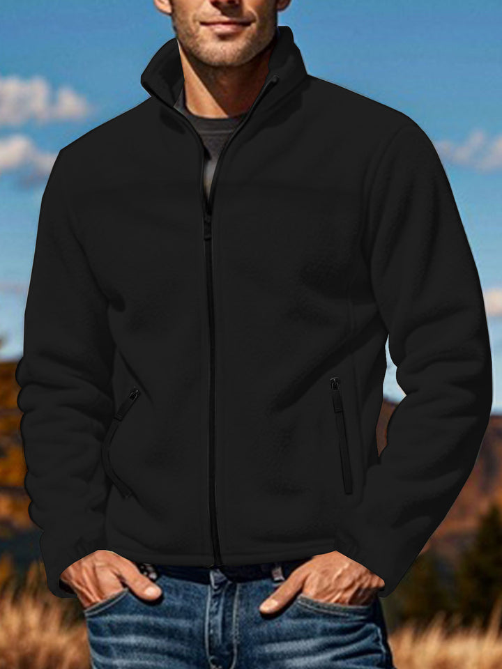 Herren nan warme Fleecejacke mit Reißverschluss, Stehkragen und Reißverschlusstaschen Echo Archiv