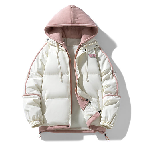 Damen Kurz geschnittene Steppjacke mit kontrastierender Fleece‑Kapuze und Kordelzug Echo Archiv
