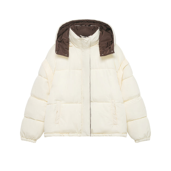 Damen Kurze Oversize-Steppjacke mit hohem Kragen und abnehmbarer Kapuze Echo Archiv