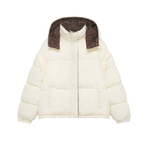Damen Kurze Oversize-Steppjacke mit hohem Kragen und abnehmbarer Kapuze Echo Archiv
