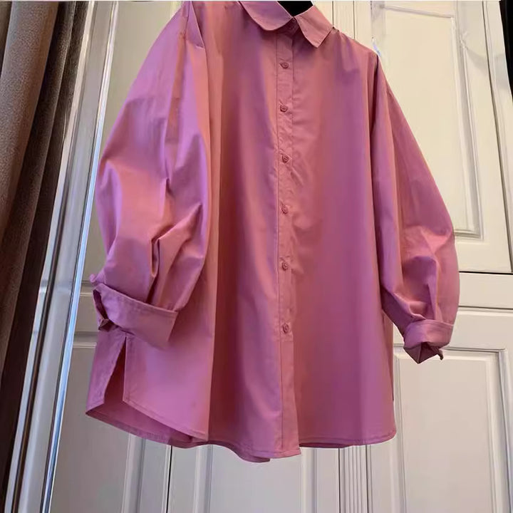 Damen Lässige Baumwollbluse mit Puffärmeln Echoarchiv