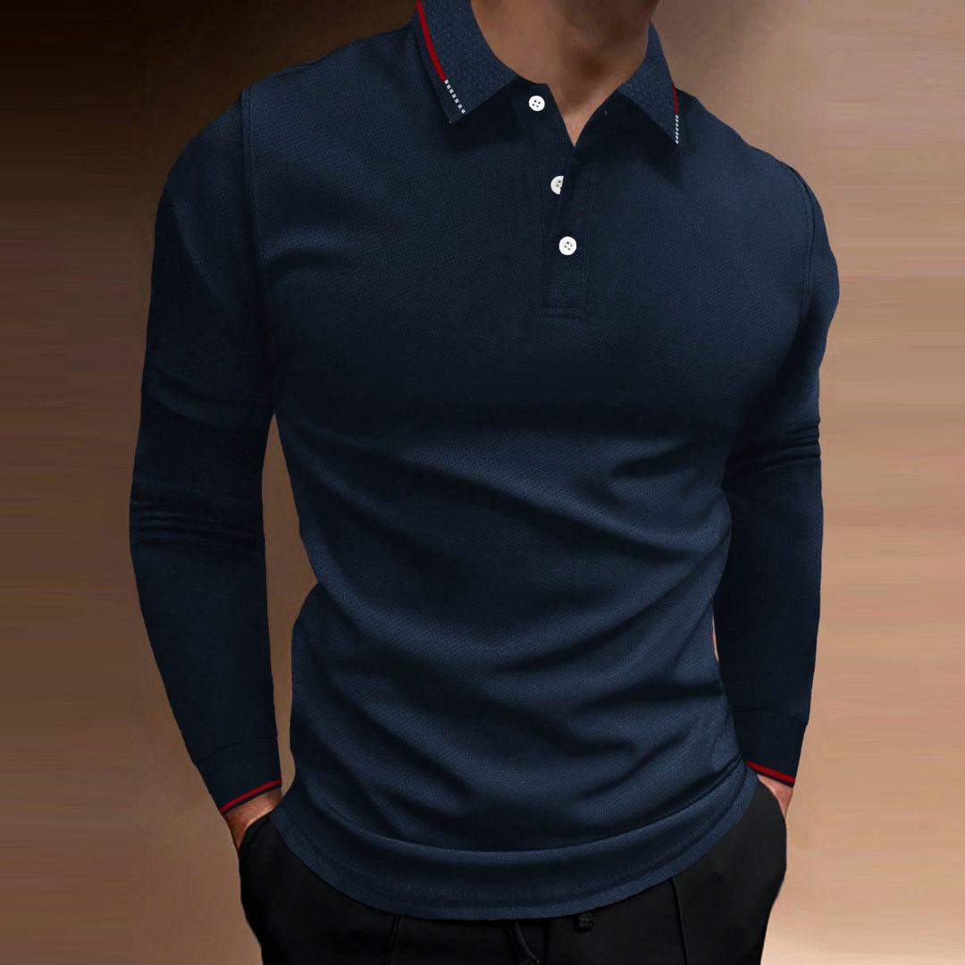 Herren Langarm Poloshirt mit strukturiertem Design Echoarchiv