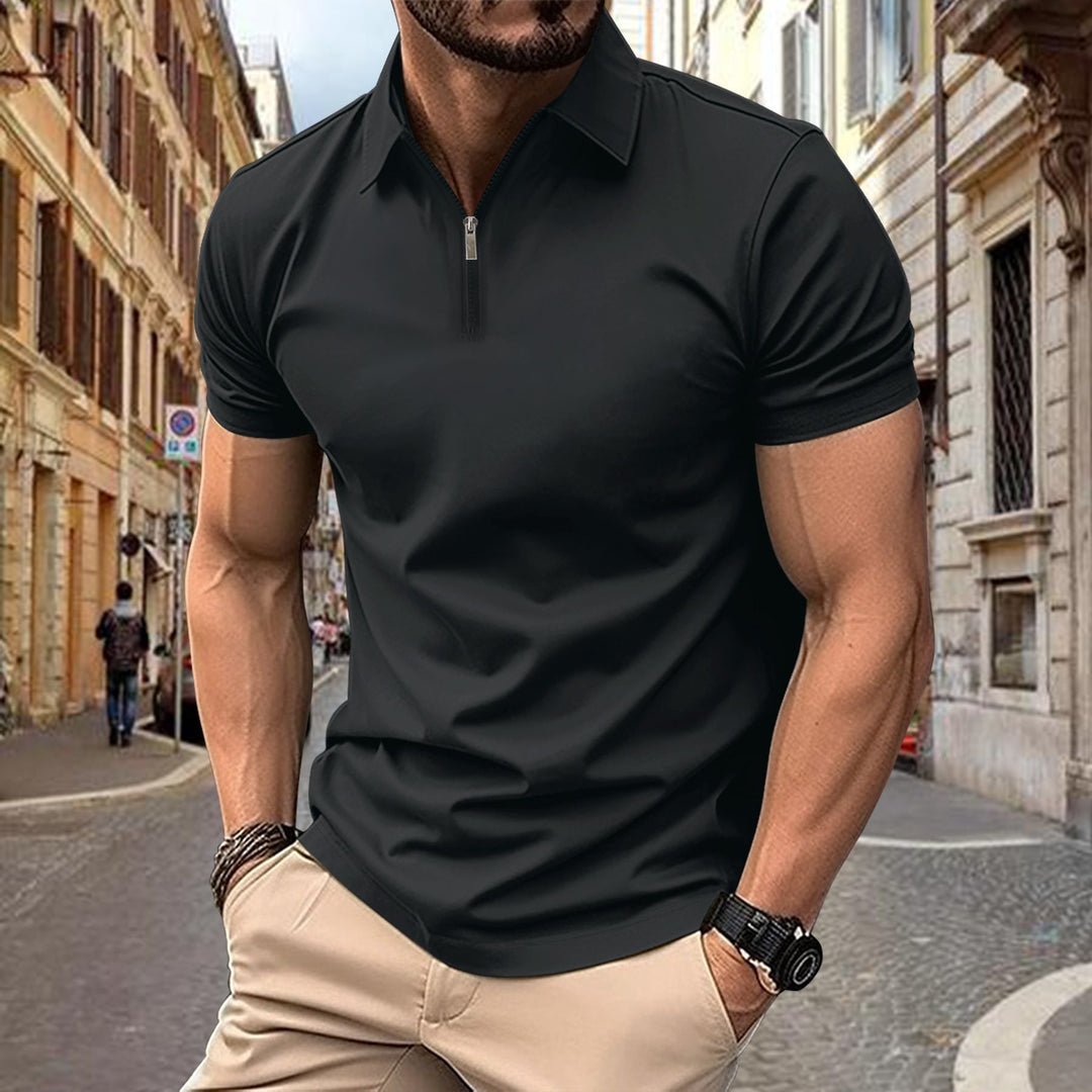 Herren Poloshirt mit kurzem Reißverschluss und modernem Stehkragen Echoarchiv