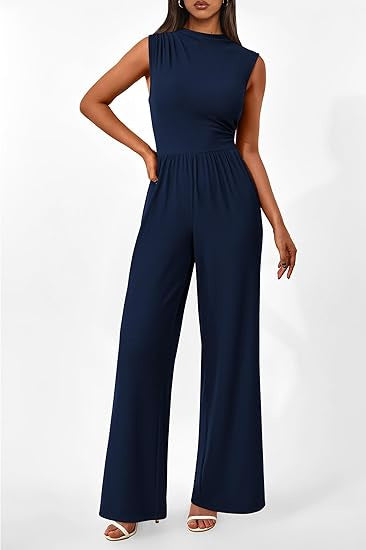 Damen eleganter Jumpsuit mit weitem Bein und taillierter Silhouette Echo Archiv