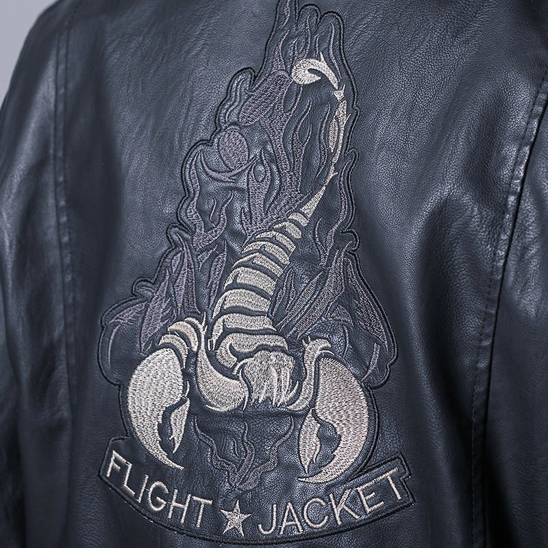 Herren militärisch inspirierte Kunstlederjacke mit praktischen Taschen Echoarchiv