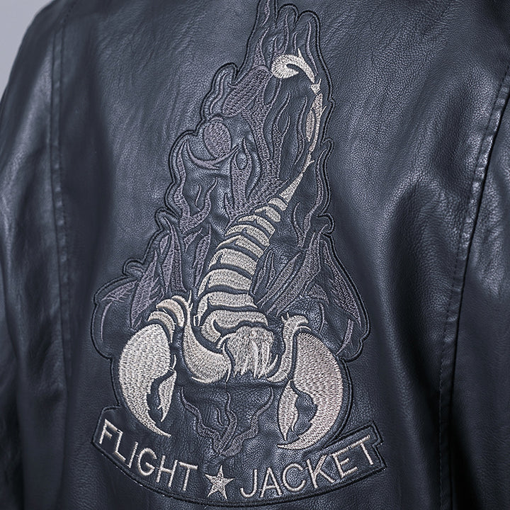 Herren militärisch inspirierte Kunstlederjacke mit praktischen Taschen Echoarchiv