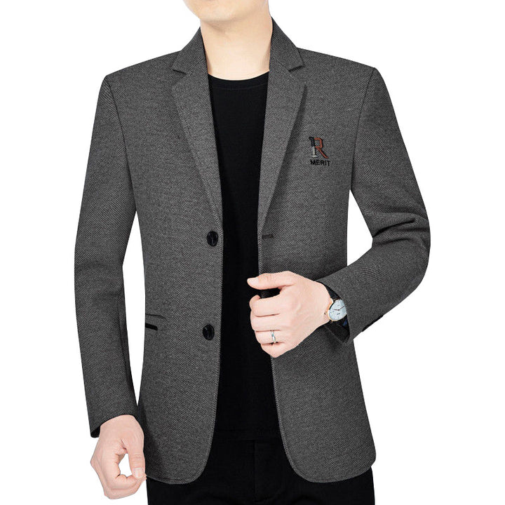 Herren Slim-Fit Sakko mit dezentem Logo und Strukturgewebe – Tianoro