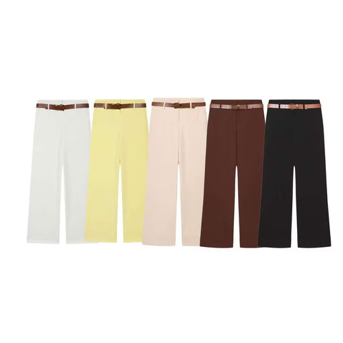 Damen Hochtaillierte Wide‑Leg‑Hose mit Bügelfalte, Gürtelschlaufen und verdeckter Knopfleiste Echo Archiv