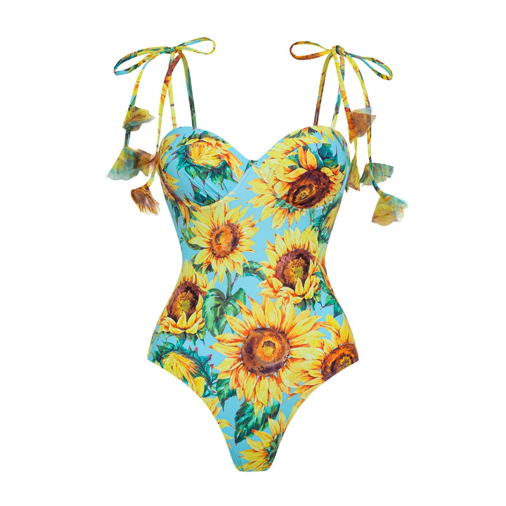 Damen Einseitiger Badeanzug mit floralen Applikationen Echo Archiv