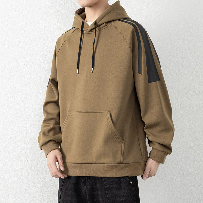 Herren Kapuzenpullover mit Raglanärmeln, Kängurutasche und Kontraststreifen Echo Archiv