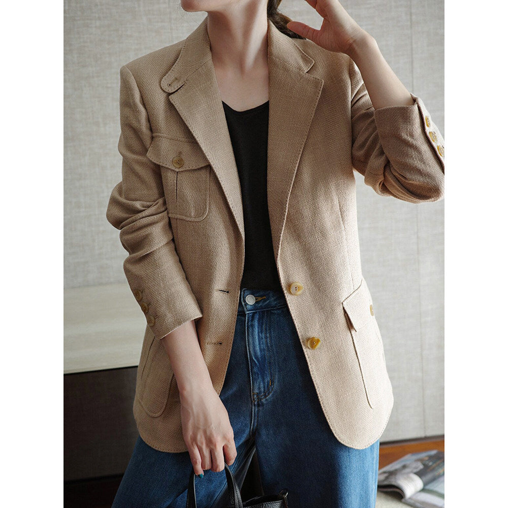 Damen Eleganter und vielseitiger Leinenblazer Echoarchiv
