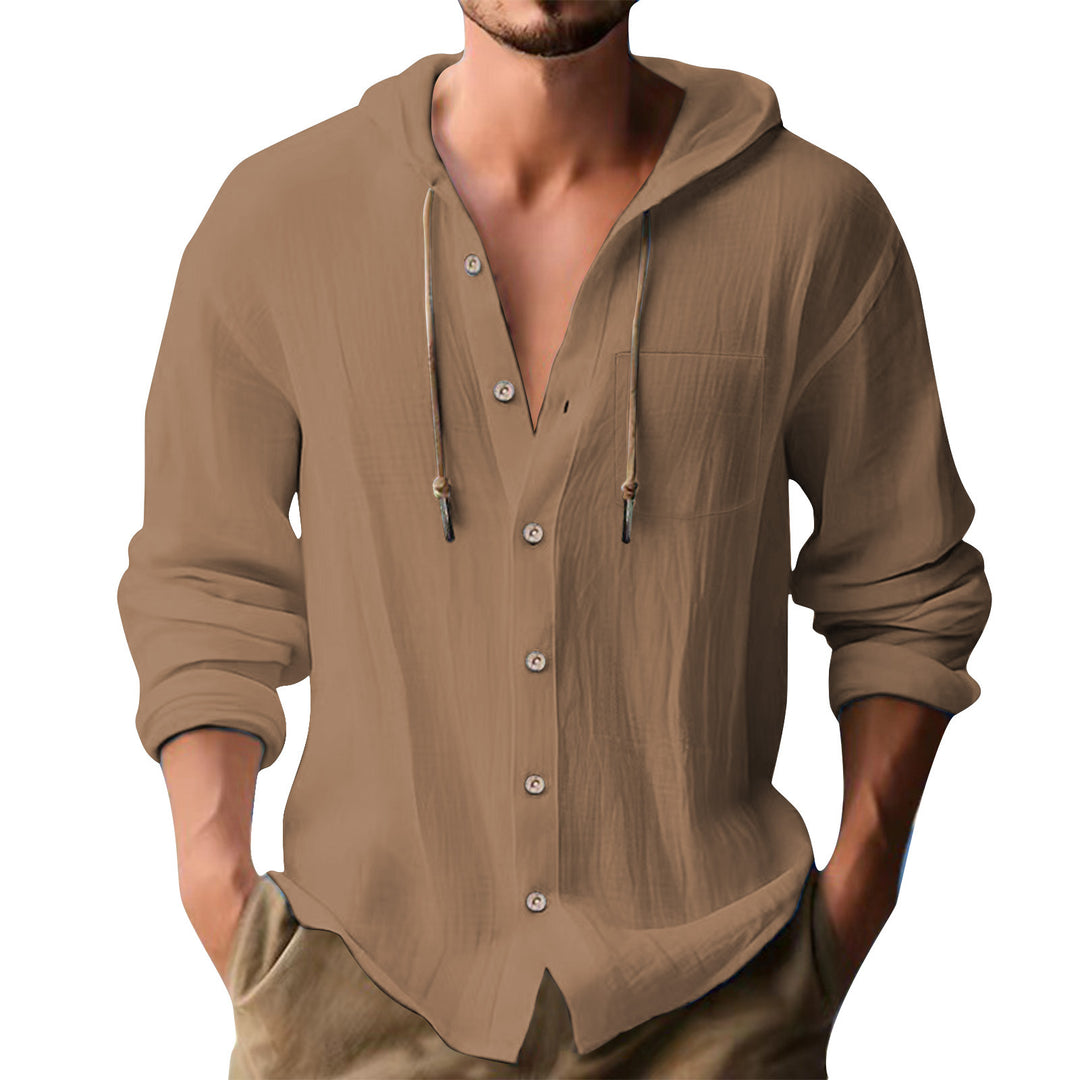 Herren lässiges Kapuzenshirt mit Knopfleiste und praktischen Taschen Echoarchiv