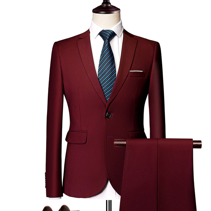 Herren nan Slim-Fit Einreiher-Anzugset mit Ein-Knopf-Sakko, schmaler Anzughose mit Bügelfalte und elastischem Stretchgewebe Echo Archiv