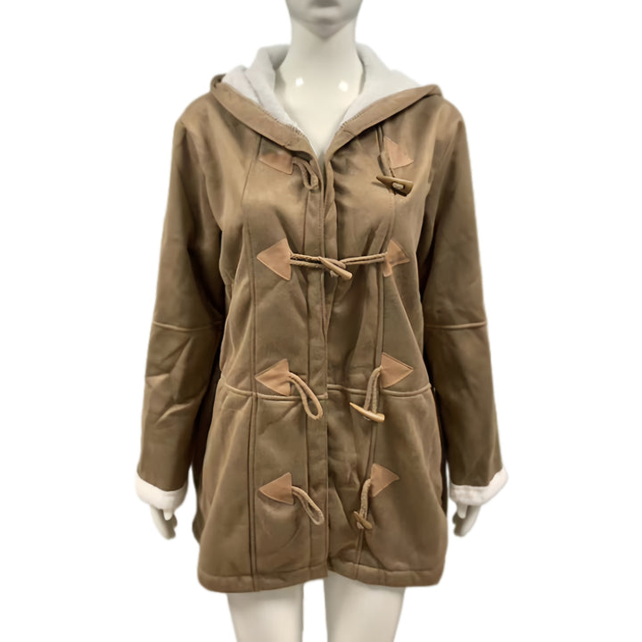 Damen Kapuzen-Dufflecoat mit Kunstfellbesatz und KnEchoarchivelverschlüssen Echoarchiv