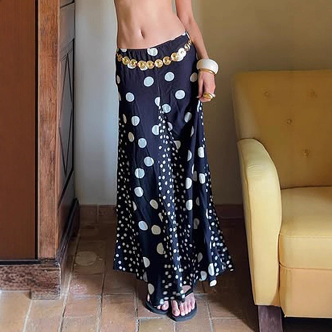 Damen Maxirock mit kontrastierendem Polka Dots Design und weitem Schnitt Echo Archiv