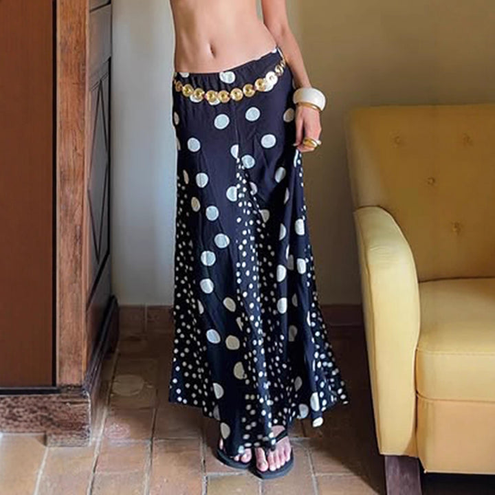 Damen Maxirock mit kontrastierendem Polka Dots Design und weitem Schnitt Echo Archiv
