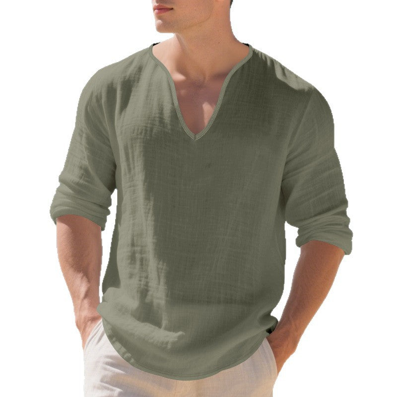 Herren lässiges Langarmshirt mit V-Ausschnitt Echoarchiv