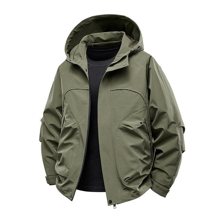 Herren technische Softshell-Utilityjacke mit Kapuze wasserabweisend und Multifunktionstaschen Echo Archiv