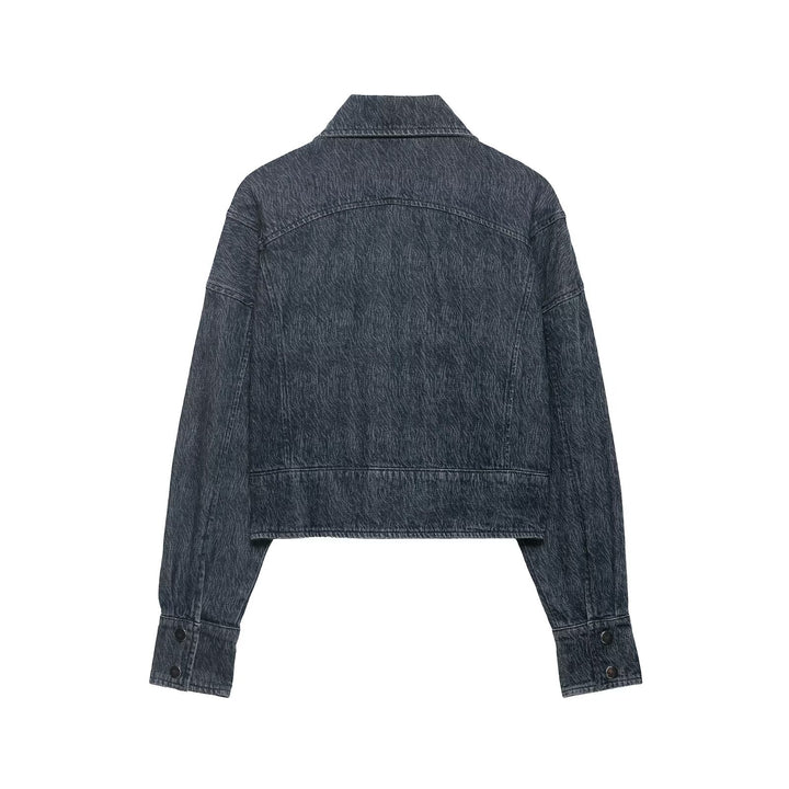Damen Kurz geschnittene Oversize-Jeansjacke mit weitem Schalkragen Echo Archiv