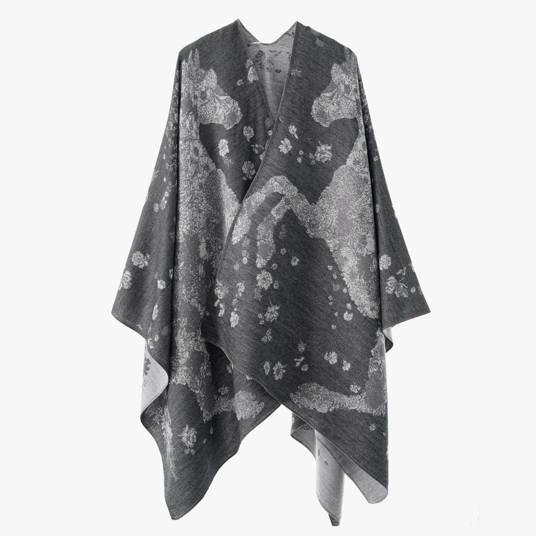 Damen Oversize-Wickelponcho im Kimono-Fall mit feinem Jacquardgewebe Echo Archiv