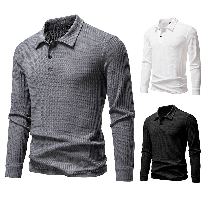 Herren Waffelstrick-Poloshirt mit Halbknopfleiste und Hemdkragen Echo Archiv