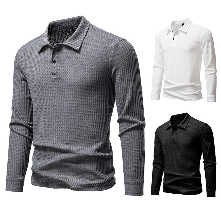 Herren Waffelstrick-Poloshirt mit Halbknopfleiste und Hemdkragen Echo Archiv