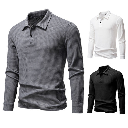 Herren Waffelstrick-Poloshirt mit Halbknopfleiste und Hemdkragen Echo Archiv