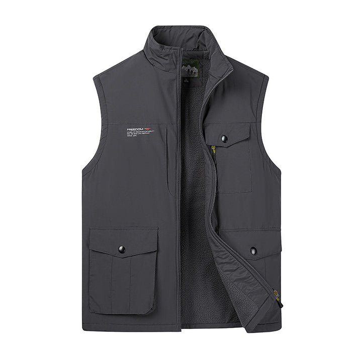 Herren Leichte Fleece-gefütterte Outdoor-Weste mit Mehrfachtaschen und Stehkragen – Marzano