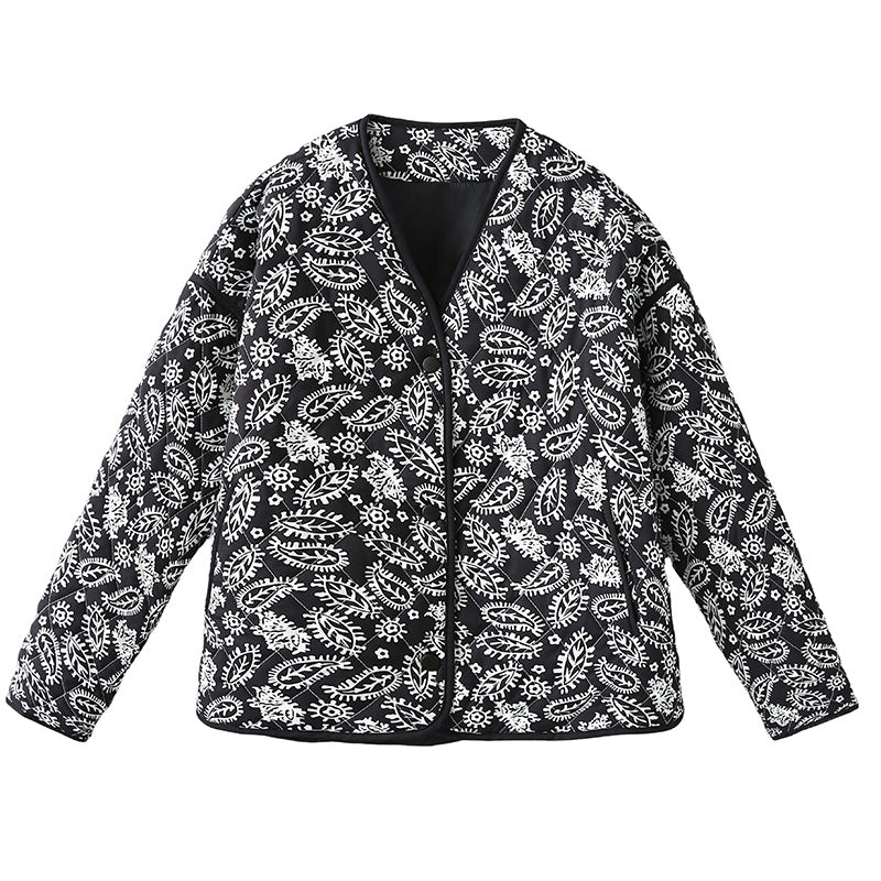 Damen gesteppte Blousonjacke mit Paisley-Steppmuster und leichter Wattierung – Célinea