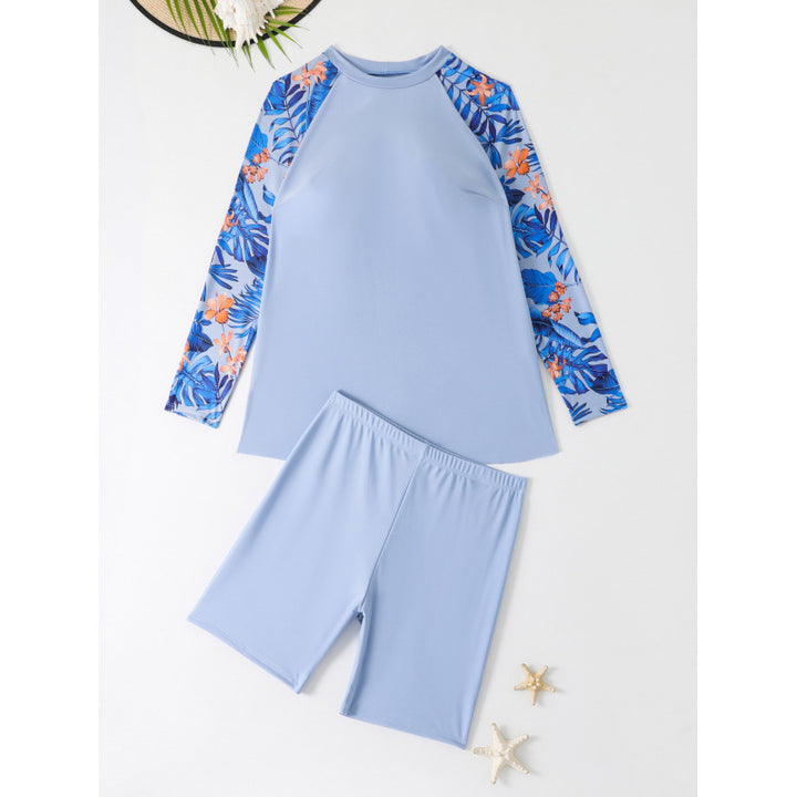 Damen UV-Schutz Schwimmanzug mit langen Ärmeln und Shorts Echo Archiv
