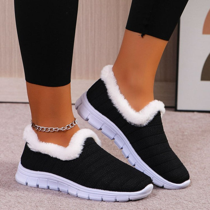 Damen Fleecegefütterte Strick-Slipper-Sneaker mit flexibler EVA-Sohle Echoarchiv