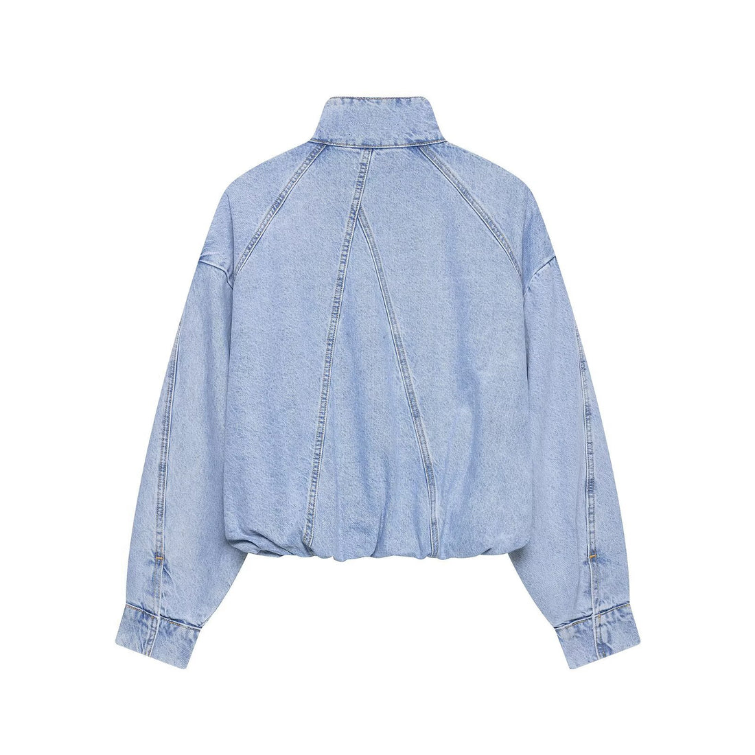 Damen Oversize Denim-Blouson mit hohem Stehkragen und elastischem Saum Echoarchiv