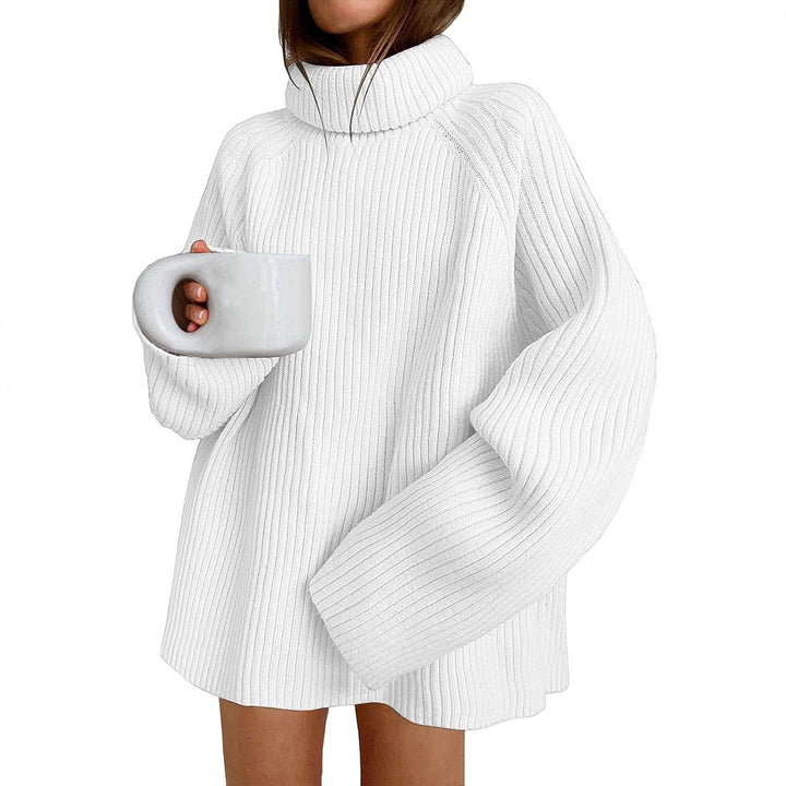 Damen Oversize Pulloverkleid aus Rippstrick mit hohem Rollkragen und voluminösen Ärmeln Echo Archiv