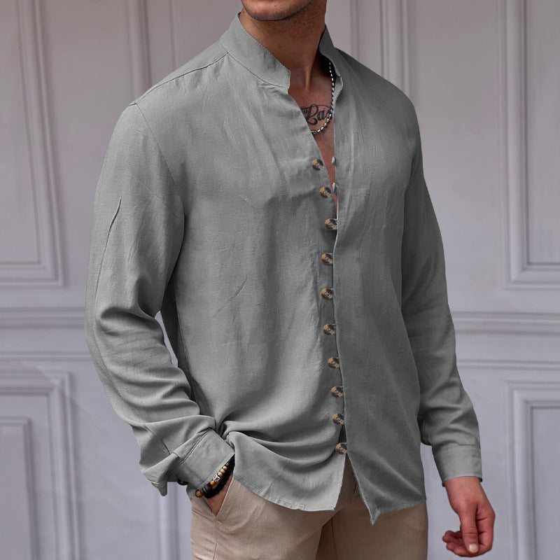 Herren modisches Langarmhemd mit Knopfdetails Echoarchiv