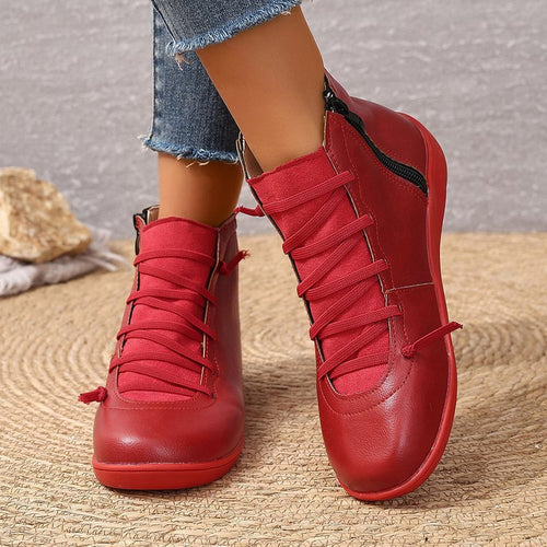 Damen Knöchelhohe Lederoptik-Sneaker mit seitlichem Reißverschluss und gepolstertem Komfortfußbett Echo Archiv