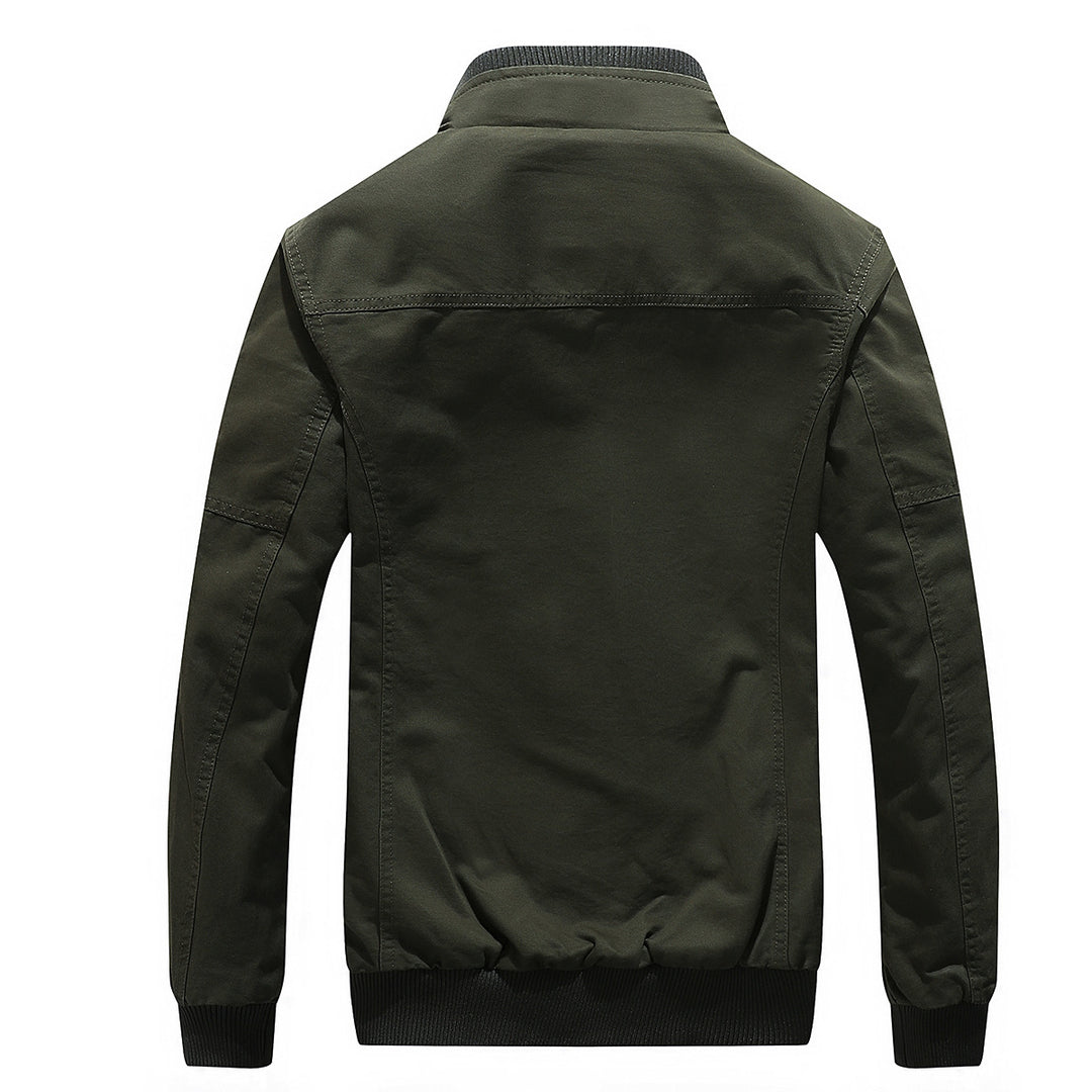 Herren Militärinspirierte Canvas Fieldjacke mit Teddyfutter und Stehkragen Echoarchiv