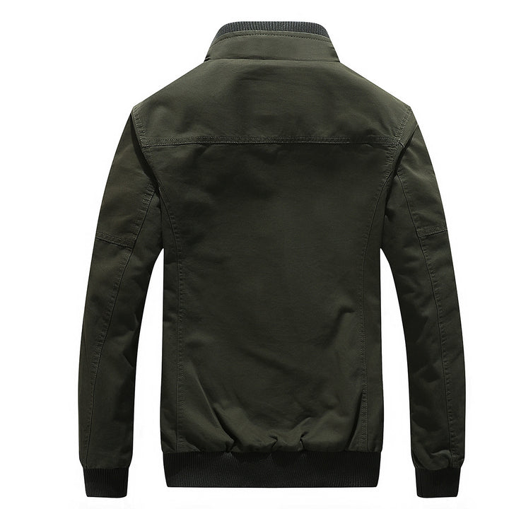Herren Militärinspirierte Canvas Fieldjacke mit Teddyfutter und Stehkragen Echoarchiv