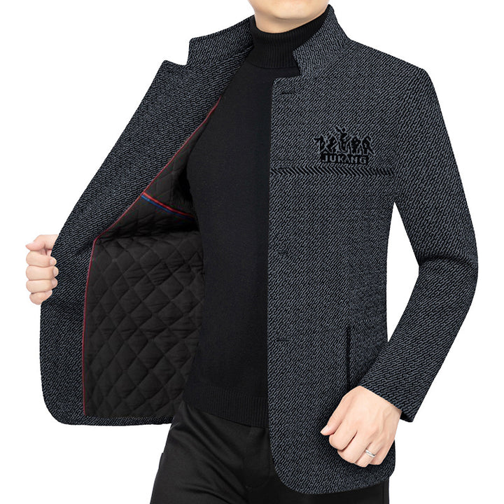 Herren Wollmantel mit Teddyfutter, Stehkragen und schmaler Silhouette – Montevé